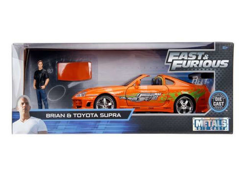 1995 Toyota Supra Fast and Furious, orange & Brian figure