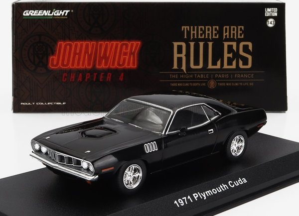 PLYMOUTH - CUDA COUPE 1971 - JOHN WICK CHAPTER 4 MOVIE 2023 - BLACK