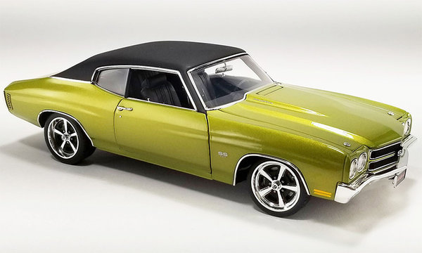 1970 Chevrolet Chevelle SS Restomod with Vinyl Top in Citrus Green with Black Stripes